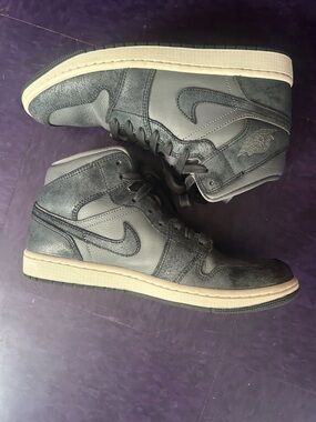 Nike Men's High-Top Sneakers — Charcoal Gray with Off-White Sole